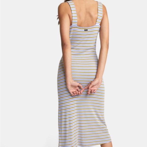 RVCA Gray and Yellow Striped Midi Dress - Picture 3 of 10